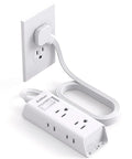 Slim Flat Plug Extension Cord With Six Outlets And Right Angle Design Gonna Save You Serious Space Behind Sofas Beds Or Fridges Perfect For Dorms Tiny Spots Keeps Your Gear Running Butter Smooth All Day Long, mounted and connected.