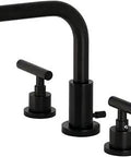 Manhattan Widespread Bathroom Faucet In Matte Black With Pop Up Drain Solid Brass Construction Dual Handle ADA Compliant Built To Last