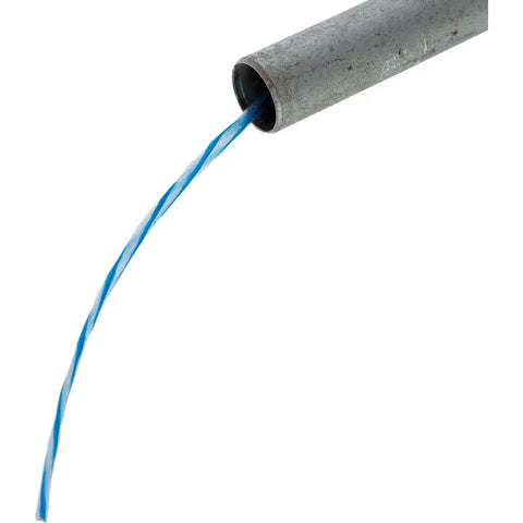 Powr-Fish Pull Line 210 Lb Tensile, 500 Ft White With Blue Tracer exiting conduit for electrical installations