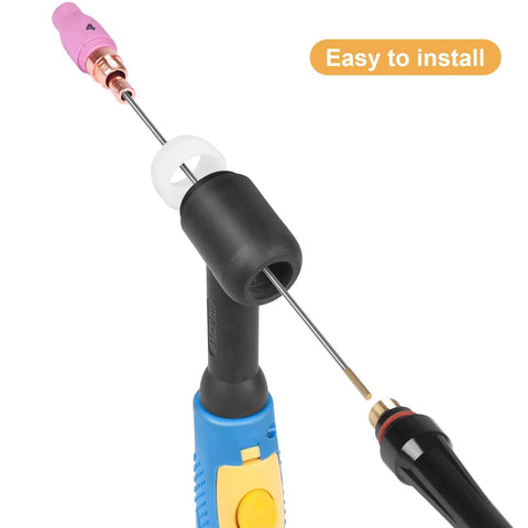 Gold Tip Lanthanated TIG Tungsten Electrodes 1.6mm X 175mm installation on welding torch