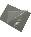 Black flexible RV roof tape sheet with peel-off backing, showing waterproof and UV-resistant surface