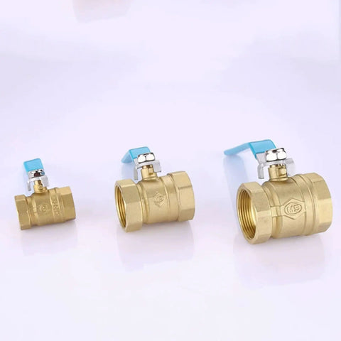 Heavy Duty Solid Brass Ball Valve With Double Internal Thread One Point Five Inch Straight Through Shut Off For Plumbing Lines, three sizes.