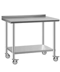 Stainless Steel Commercial Workbench 30 By 36 Inch With Caster Wheels NSF Certified Heavy Duty Table Cart For Restaurant