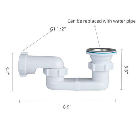 Low Profile Shower Drain Trap Kit 1.5 Inch For Small Bathrooms Flat PVC Waste Pipe System For Acrylic Tubs Flexible Drain Line Easy Install Slick Space Saving Bath Plumbing Solution For Tight Spaces