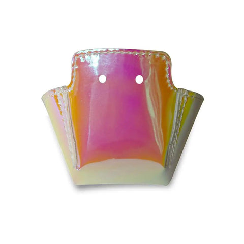 Reflective TPU roller skate toe guard, durable design, showing stitching and toe cap holes for derby and speed skating.