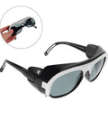 Heavy Duty Welding Safety Glasses With 10 Spare Lenses crafted for snug mask compatibility, showing side and front views.