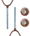 Slick 8MM Y Shaped Threaded Spindle Rod Adapter For Pressure Mounted Baby And Dog Safety Gates No Sweat Adjustable Fit showing threaded spindle and brown knobs.