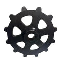 Heavy Duty Excavator Sprocket 12 Tooth Universal Replacement Part For 1 To 2 Ton Mini Excavators, black steel sprocket view.