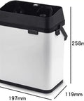 Electric Coffee Handle Cleaner Knock Box Heavy Hitter with black lid and white body, dimensions 258mm x 197mm x 119mm.