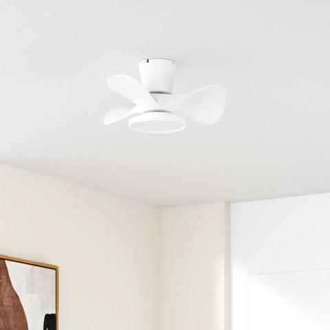 Quiet Ceiling Fan With LED Light 22 Inch Remote Control Big Airflow In A Compact Size installed on a white ceiling