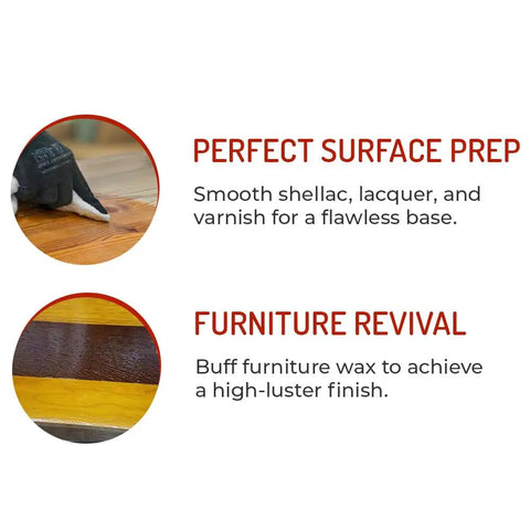 Extra Fine Steel Wool Pads 000 16 Pack for surface prep with smooth shellac and furniture revival buffing.