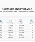 Specifications table for Carbon Fiber Monopod With Tilt Head Kit, highlighting models, weight, and dimensions.