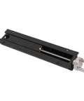 Workhorse Woodworking Bench Tail Vise Built Like A Tank Solid Aluminum End Clamp with stainless screw, black finish, used for woodworking.