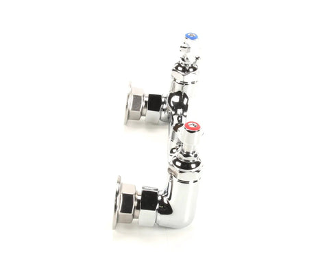 Double Pantry Swivel Base Faucet B-0230-LN for Commercial Kitchens, heavy duty brass, smooth 360 swivel, side view