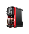 Compact Automatic Espresso Maker With Instant Thermo Block Heating And Stainless Pro Pump For Rich Hot Or Iced Coffee That Hits Different On Your Kitchen Counter Or Dorm Desk, sleek black and red design.
