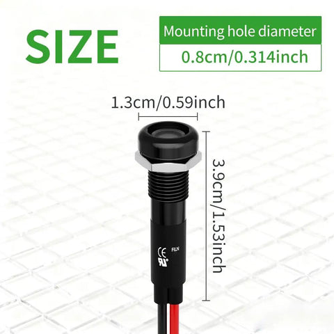 Two Pack 8mm LED Indicator Light 12V-24V IP67 Green Signal Lamp With 180 Interchangeable Symbols High Brightness Night Visibility Waterproof DIY Indicator Kit For Cars Boats And Panels, 8mm