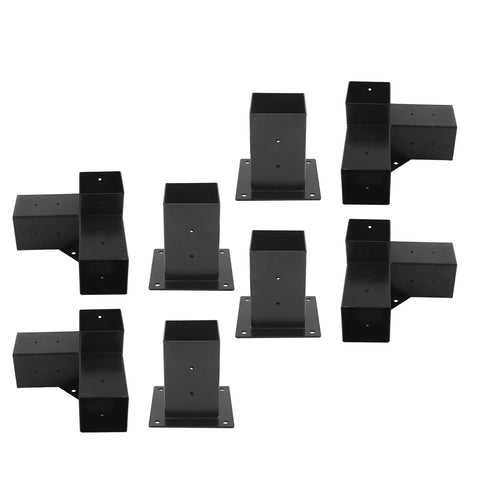 Super Sturdy Steel Bracket Kit For DIY Elevated Wood Stands Featuring Rustproof Coating Eight Piece Hardware Set for stable construction.