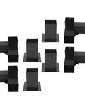 Rock Solid Heavy Duty Steel Mounting Brackets For DIY Elevated Wood Plant Stand, Rust Resistant Black Iron Corner Supports, eight piece kit layout.