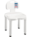 Senior Safe Bath Chair With Backrest For Shower Or Tub, easy inside shower seat for elderly, white plastic, non-slip legs