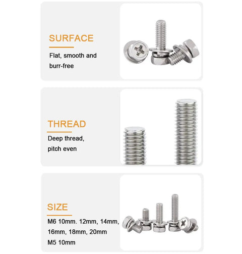 Battery Terminal Bolts And Nuts Kit M6 Stainless Steel 20 Piece Set In Four Sizes 10Mm 12Mm 14Mm And 16Mm For ATV Motorcycle Boat EBike And Electric Forklift