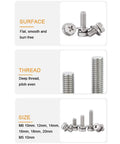 Top Shelf M6 X 16Mm Motorcycle Battery Terminal Bolts And Square Nut Kit 6 Pack Stainless Steel 304, showing flat and smooth bolts