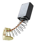 Close-up of a single carbon motor brush with spring and brass clip from 4Pcs Carbon Motor Brushes For Power Tools, Replacement Electric Hammer Drill Brushes, Easy Repair And Maintenance For Electric Drills, Hammer Drills, And Angle Grinders.