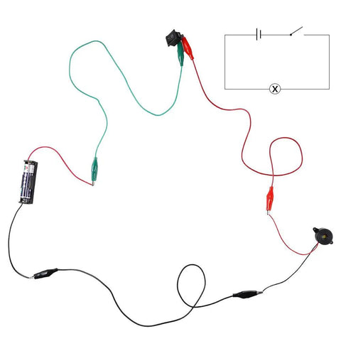 Circuit setup from Totally Hands On Electric Circuit Kit For Kids Diy STEM Learning Set With Motors Bulbs Switches.