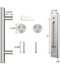 Diagram of 12 Inch Sliding Barn Door Handle Hardware Two Sided Design With Brushed Stainless Steel Pull Handle For Garden Gate And Shed.