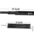 Beefy Heavy Duty 8-Inch Drawer Slides With Side Mount Ball Bearing Full Extension, supports up to 110 lb, black anti rust steel