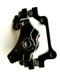 Top view of Hardcore Mountain Mechanical Disc Brake Kit caliper, black with red accents, designed for reliable trail stopping power.