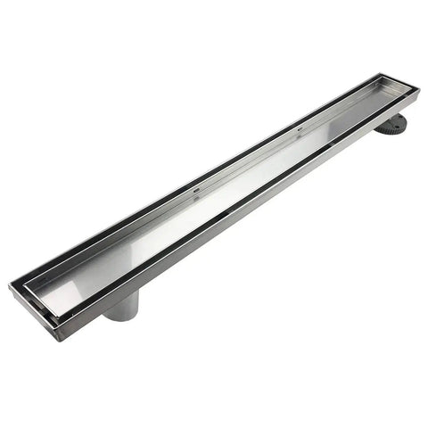 32 Inch Offset Linear Shower Drain With Tile Insert Grate Cover, Brushed 304 Stainless Steel, Side Outlet Floor Drain, Easy Install Adjustable Leveling Foot, Hair Strainer Catcher, High Flow 36 L Per Min