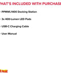 Epic 1400 Lumen Modular Work Light With Detachable LED Pods Base Brightness 700 Lumen Plus Two Pods For Targeted Illumination