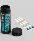 Hydroponic Water Test Strips 120 Pack Fast Ph Alkalinity And Hardness Checker in a black bottle with test strips.
