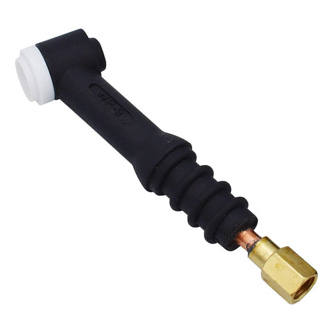125 Amp Air Cooled TIG Welding Torch Head With Handle, Beefy Heavy Duty WP9 Style Torch Body For Precise TIG Welding, 3 8 24 RH Female Receptacle, Fits 57Y01R 57Y03R Cables, Durable Pro Grade Arc Tool For Industrial Welders.
