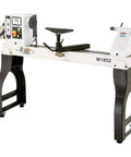 Heavy Hitter Three Hp Wood Lathe With 22 Inch Swing And 42 Inch Space featuring sturdy metal construction and variable speed control.