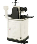 Badass Two Hp Planer Molder With Stand And Power Feed 220 Volt Woodworking Beast featuring a white and black design, power feed and sturdy frame.
