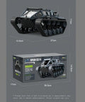1:16 Large RC Tank Car With 2.4G Anti Interference Remote, Realistic LED Lighting, Beefy Dual Motors For All Terrain Climbing, Openable Doors, Armor Style Simulation Vehicle Built For Off Road Action with box dimensions