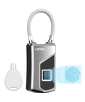 Keyless Bluetooth Fingerprint Padlock With App Control For Android And iOS No Key Needed Anti Theft shown with backup key