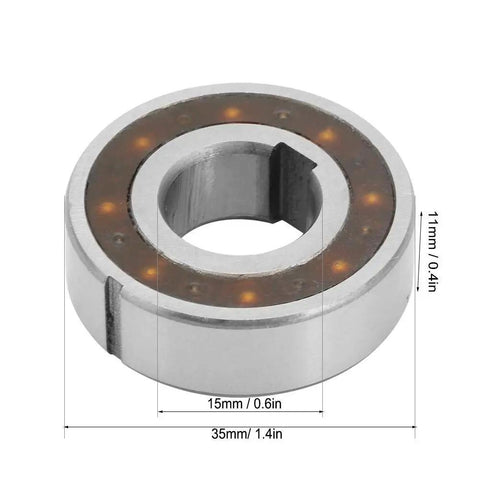 CSK15 Steel One Way Bearing 35X15X11MM Miniature Clutch Roller with silver finish for machines and motors.