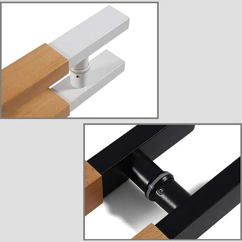 Push Pull Door Handle Set For Glass, Wood, And Metal Doors, Stainless Steel, Black Or White Finish, Solid Wood Look close-up
