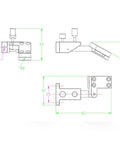 Technical drawing of 3-Axis Manual Linear Stage With Magnetic Base, Precision Triaxial Probe Table showing dimensions and angles