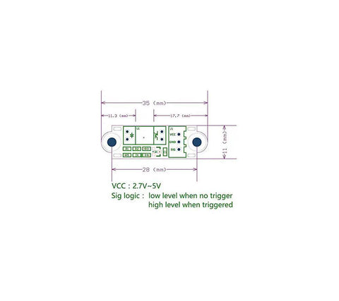 Dimensions diagram for 5 Pack Optical Endstop With 1M Cable For 3D Printer Photoelectric Switch Sensor Light Control
