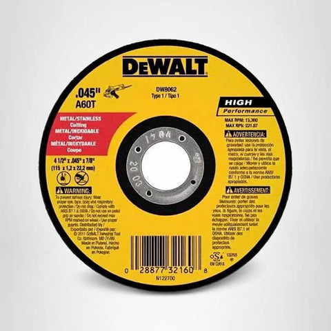 DEWALT 4-1/2 in cut-off wheel for angle grinder, aluminum oxide grit, yellow/black, 5-pack
