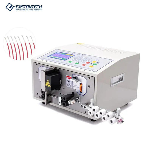 Heavy Duty Dual Channel Wire Stripper And Cutter For 0.1 To 2.5 mm Cables with digital controls and multi-wire setup.