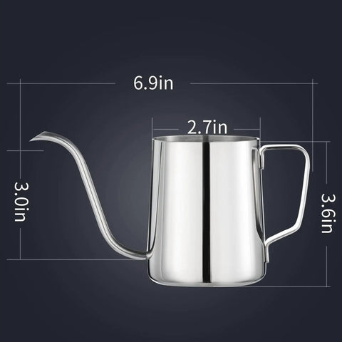 Gooseneck Pour Over Kettle 12 Oz Stainless Steel Coffee Teapot With Slim Long Spout For Precise Drips, Everyday Portable Camping Travel Kettle For Outdoor Brew And Tea