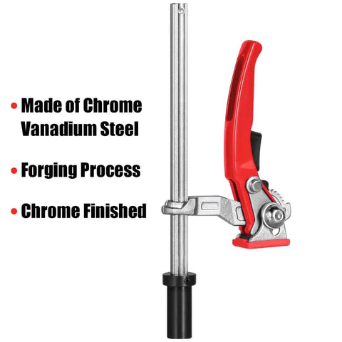 Quick Ratchet MFT Table Workbench Dog Clamp Offering 3/4 Inch Dog Hole Fitment and durable chrome vanadium steel construction.