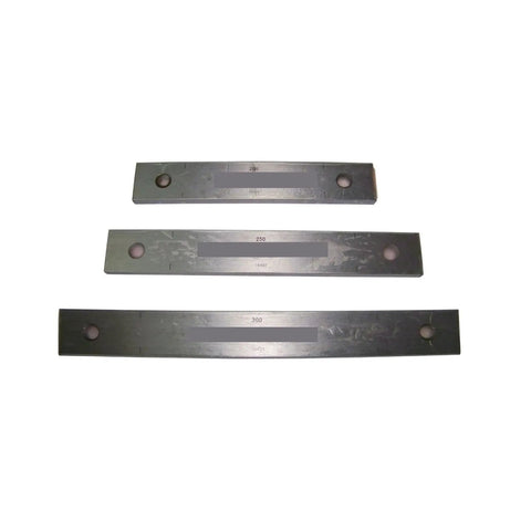 Heavy Duty Gauge Block Set Featuring Eight Hardened Tool Steel Setup Bars Spanning 125 To 500 Mm with three labeled setup bars.