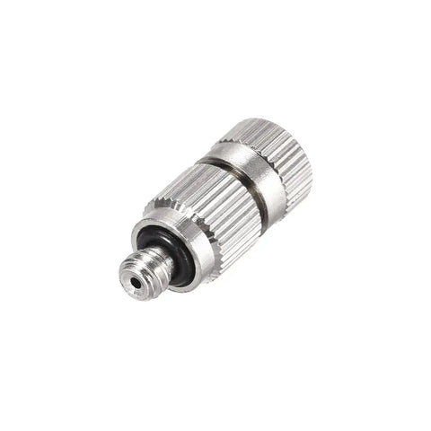 Brass Misting Nozzle Set With Three Sixteenth Inch Thread, 0.1mm Orifice Fogging Spray Heads For Outdoor Cooling System, 5 Pack, Silver Tone