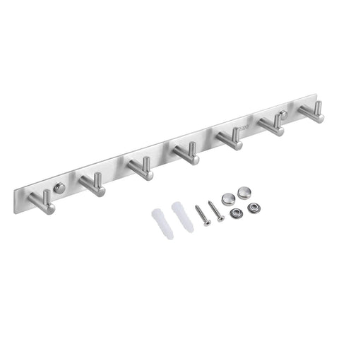 Wall Mounted 17 Inch Towel Rack With 7 Heavy Duty Hooks No Fuss Easy Install Coat Rail 304 Stainless Steel Brushed Nickel Finish