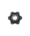 Top view of M6 Star Knob Through Hole Thumbwheel Panel Mount Clamping Handle 10 Pack Black Plastic With Brass Insert.